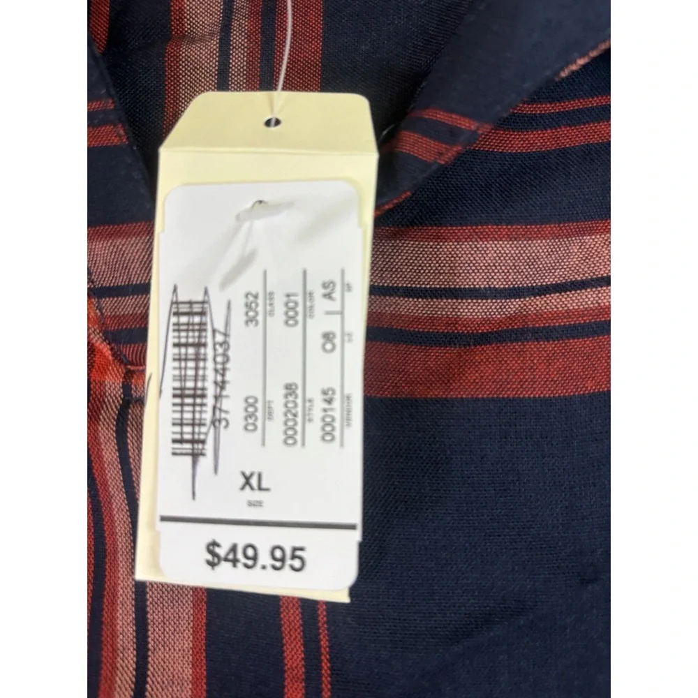 Christopher & Banks Women's Plaid Embroidered L/SL Shirt Size XL Navy/Red NWT